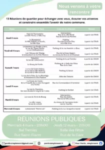 Photo des réunions de Quartier du 3 au 11 mars 2026 
